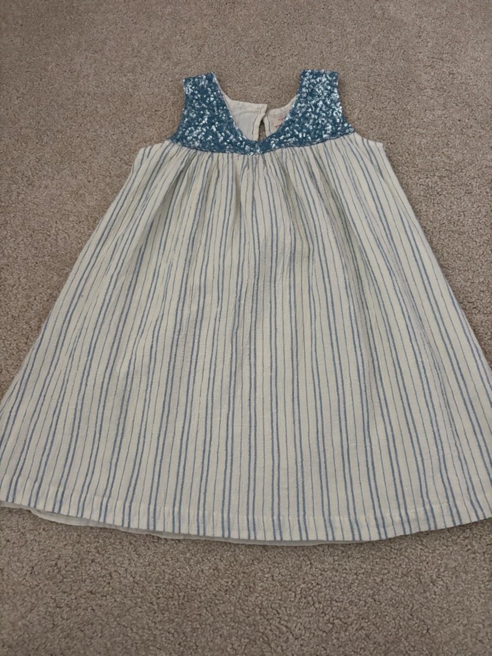 Pink Chicken Girls Courtney Dress in Riviera Stripe, cotton gauze, sequins 6Y